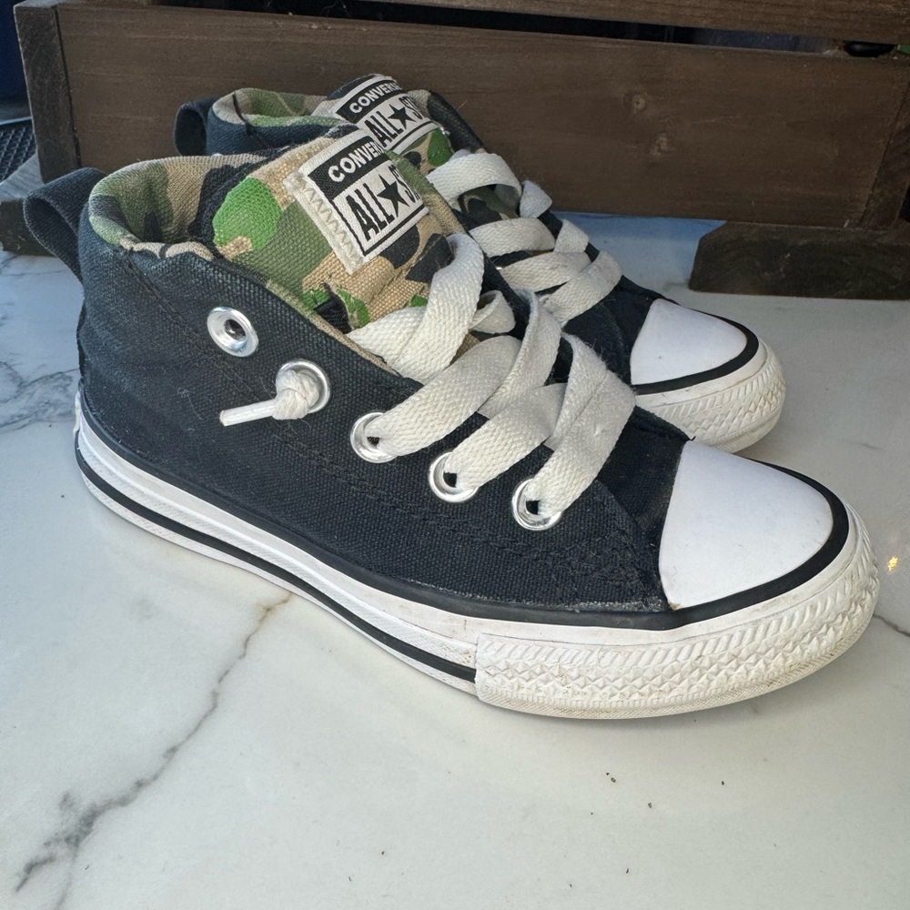 Converse Camo Black and White High-Top Sneakers Easy Slip on